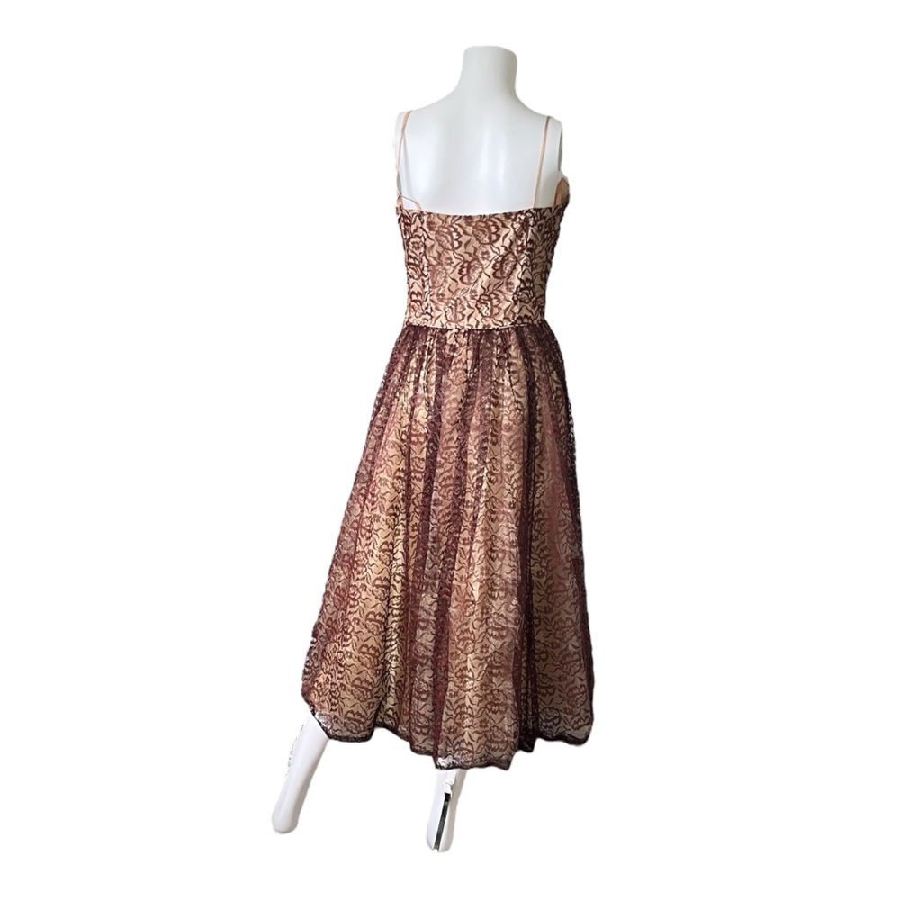 Vintage 50s Floral Lace Dress Fit & Flare Pin Up Prom Party Tea Dress Cupcake - Picture 2 of 10